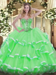 Inexpensive Sleeveless Organza Lace Up Ball Gown Prom Dress for Sweet 16 and Quinceanera