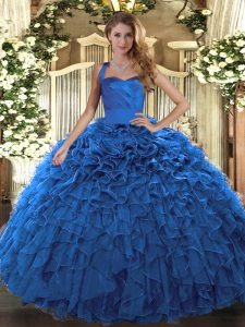 Floor Length Ball Gowns Sleeveless Blue Vestidos de Quinceanera Lace Up