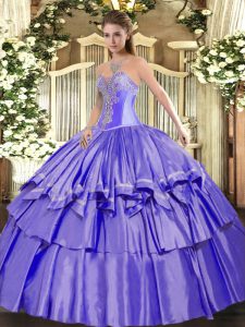 Captivating Sleeveless Lace Up Floor Length Beading and Ruffled Layers Quinceanera Gowns