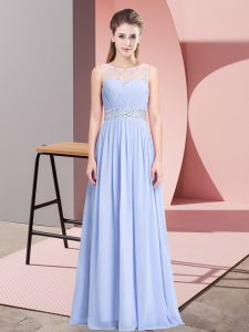 Perfect Chiffon Sleeveless Floor Length Prom Evening Gown and Beading