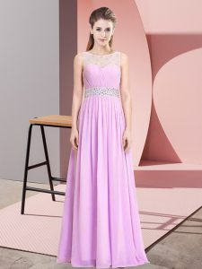 Flare Floor Length Empire Sleeveless Lilac Dress for Prom Lace Up