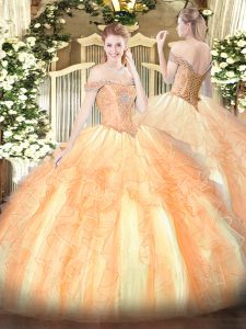 Sophisticated Floor Length Lace Up Quinceanera Gown Multi-color for Military Ball and Sweet 16 and Quinceanera with Bead