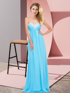 Simple Chiffon Sleeveless Floor Length Prom Dress and Ruching