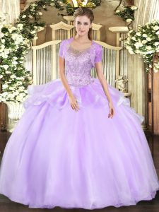 Sleeveless Beading and Ruffles Clasp Handle Quinceanera Gown