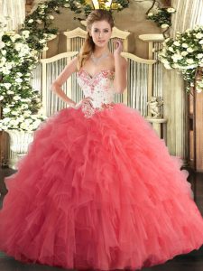 Traditional Sleeveless Beading and Ruffles Lace Up 15 Quinceanera Dress
