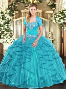 Sleeveless Beading and Ruffles Lace Up 15 Quinceanera Dress