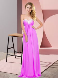 Floor Length Lilac Evening Dress Sweetheart Sleeveless Lace Up