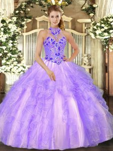Adorable Sleeveless Lace Up Floor Length Beading and Ruffles Sweet 16 Quinceanera Dress