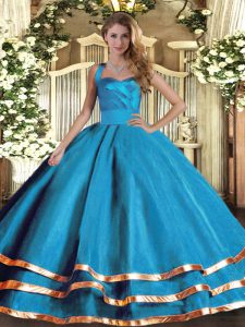 Halter Top Sleeveless Lace Up Quinceanera Dress Baby Blue Tulle