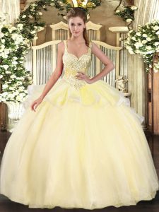 Noble Straps Sleeveless Organza 15 Quinceanera Dress Beading Lace Up