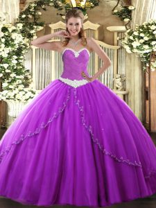 Sophisticated Tulle Sleeveless Mini Length 15th Birthday Dress Brush Train and Appliques