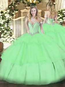 Cheap Sleeveless Beading and Ruffled Layers Lace Up Sweet 16 Quinceanera Dress
