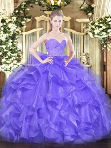 Floor Length Lavender Quinceanera Gown Sweetheart Sleeveless Zipper