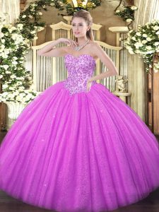 Fitting Floor Length Lilac Quinceanera Gowns Sweetheart Sleeveless Lace Up