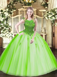 Quinceanera Dresses Military Ball and Sweet 16 and Quinceanera with Beading Scoop Sleeveless Zipper