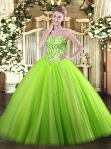 Sweet 16 Dress Military Ball and Sweet 16 and Quinceanera with Appliques Sweetheart Sleeveless Lace Up