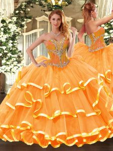 Fantastic Organza Sleeveless Floor Length Sweet 16 Quinceanera Dress and Beading and Ruffled Layers
