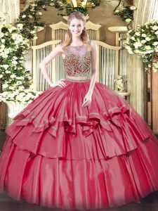 New Arrival Sleeveless Beading and Ruffled Layers Lace Up 15 Quinceanera Dress