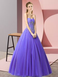 Fine Lavender Prom Dresses Prom and Party with Beading Sweetheart Sleeveless Lace Up