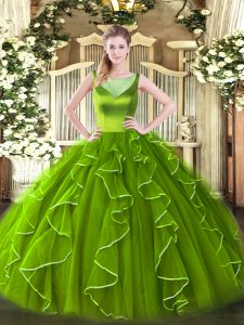 Sleeveless Organza Side Zipper Quinceanera Gowns for Sweet 16 and Quinceanera