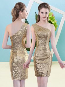 Sleeveless Zipper Mini Length Sequins Prom Dresses
