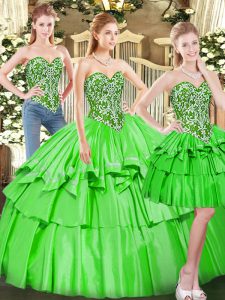 Simple Sweetheart Neckline Beading and Ruffled Layers Vestidos de Quinceanera Sleeveless Lace Up