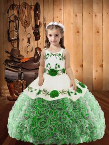 Multi-color Straps Neckline Embroidery and Ruffles Girls Pageant Dresses Sleeveless Lace Up