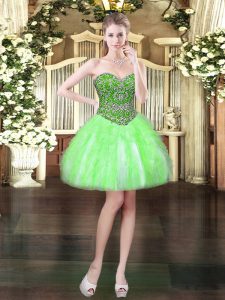 High Quality Lace Up Sweetheart Beading and Ruffles Prom Evening Gown Tulle Sleeveless