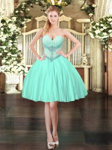 Great Mini Length Apple Green Prom Dress Sweetheart Sleeveless Lace Up