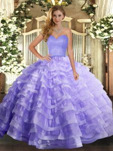 Spectacular Floor Length Ball Gowns Sleeveless Lavender Vestidos de Quinceanera Lace Up