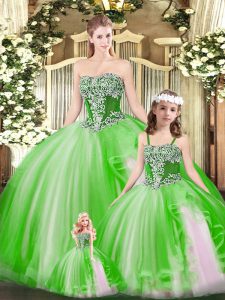 Edgy Organza Sleeveless Floor Length 15 Quinceanera Dress and Beading and Ruffles