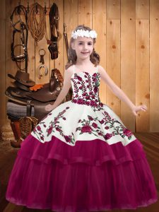 Enchanting Sleeveless Embroidery Lace Up Kids Formal Wear