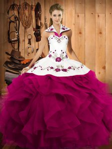 Best Selling Floor Length Ball Gowns Sleeveless Fuchsia Quinceanera Gowns Lace Up