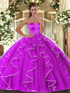 Perfect Sleeveless Beading and Ruffles Lace Up Quinceanera Gown