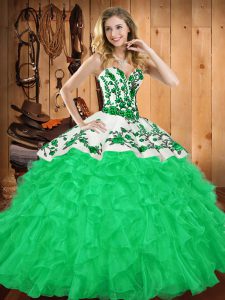 Affordable Floor Length Green Vestidos de Quinceanera Sweetheart Sleeveless Lace Up