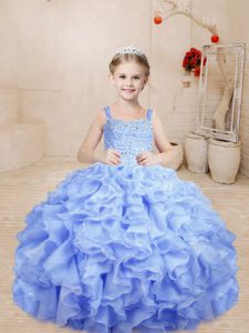 Enchanting Sleeveless Beading and Ruffles Lace Up Little Girl Pageant Dress