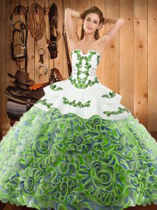 Elegant Multi-color Strapless Neckline Embroidery Quinceanera Gowns Sleeveless Lace Up