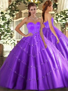 Vintage Sweetheart Sleeveless Lace Up 15 Quinceanera Dress Eggplant Purple Tulle