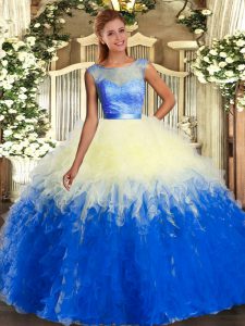 Multi-color Sleeveless Organza Backless Sweet 16 Dress for Military Ball and Sweet 16 and Quinceanera