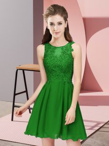 Super Green Scoop Neckline Appliques Bridesmaid Gown Sleeveless Zipper