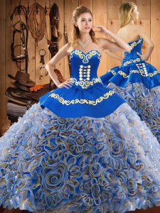 Beauteous Multi-color Sleeveless Embroidery Lace Up Sweet 16 Dresses