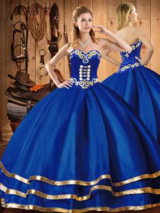Sweetheart Sleeveless Organza 15 Quinceanera Dress Embroidery Lace Up