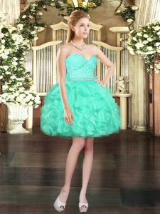 Flirting Organza Sleeveless Mini Length Prom Party Dress and Beading and Lace and Ruffles