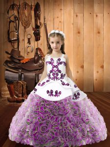 Hot Sale Multi-color Sleeveless Organza and Fabric With Rolling Flowers Lace Up Pageant Dress Womens for Sweet 16 and Qu