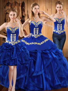 Exquisite Floor Length Ball Gowns Sleeveless Royal Blue Vestidos de Quinceanera Lace Up
