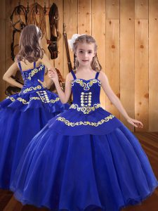 Organza Sleeveless Floor Length High School Pageant Dress and Embroidery