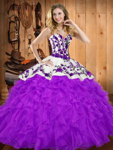 Best Selling Ball Gowns Sweet 16 Quinceanera Dress Purple Sweetheart Tulle Sleeveless Floor Length Lace Up