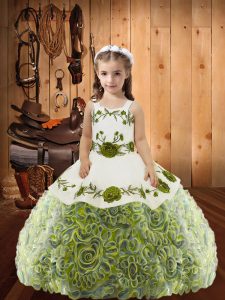 Lovely Floor Length Ball Gowns Sleeveless Multi-color Little Girl Pageant Dress Lace Up
