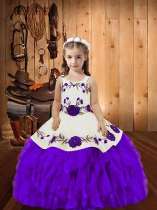 Floor Length Ball Gowns Sleeveless Eggplant Purple Pageant Gowns For Girls Lace Up