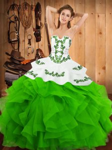 Sweet Floor Length Ball Gowns Sleeveless Green Vestidos de Quinceanera Lace Up